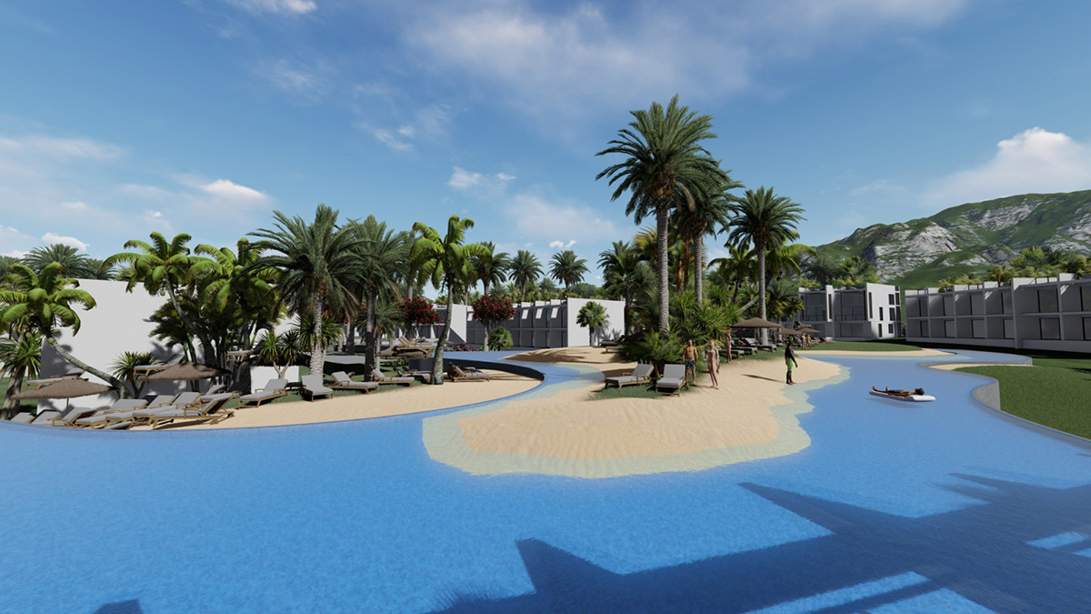 Community grounds with a central water feature